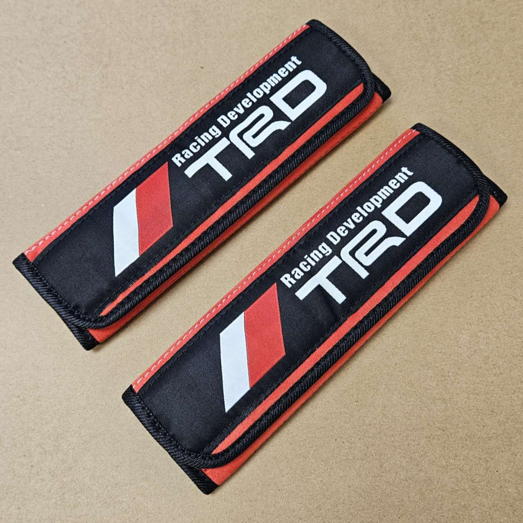 BRAND NEW UNIVERSAL 2PCS TOYOTA TRD Red / Black  Car Seat Belt Cover Pads Shoulder Pad Cushion