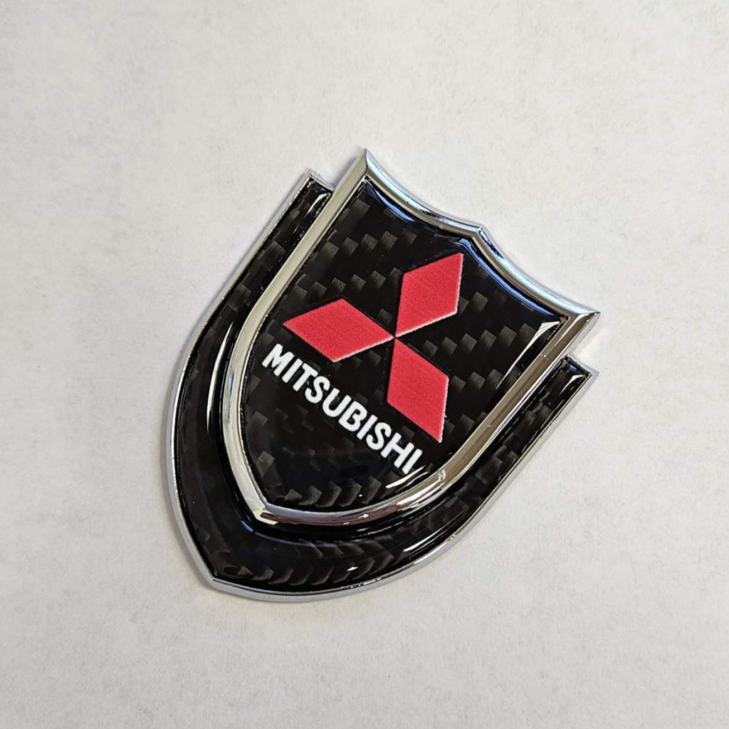 BRAND NEW MITSUBISHI 1PCS Metal Real Carbon Fiber VIP Luxury Car Emblem Badge Decals