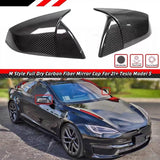 Brand New Real Carbon Fiber M Style Car Side Mirror Add On Cover Caps For 2021-2023 Tesla Model S