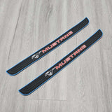 Brand New 2PCS Universal Ford Mustang Blue Rubber Car Door Scuff Sill Cover Panel Step Protector