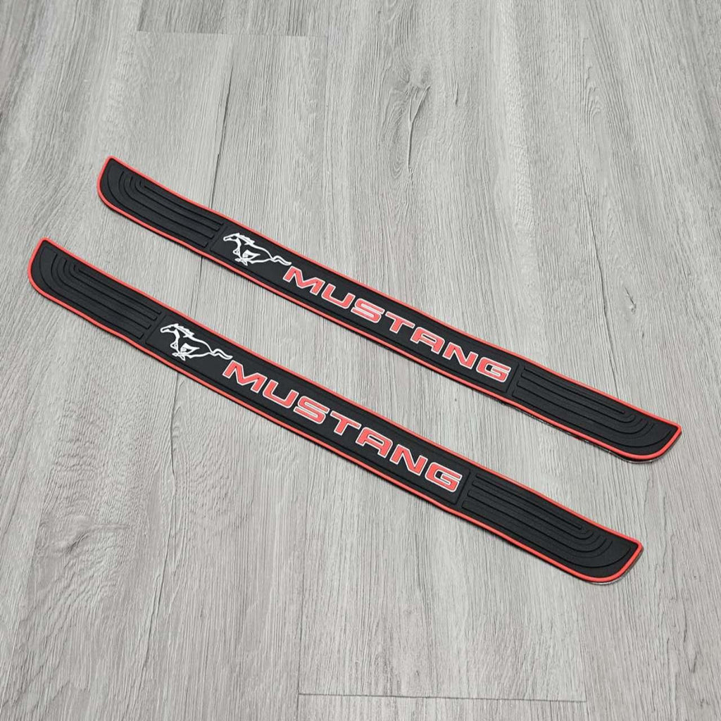 Brand New 2PCS Universal Ford Mustang Red Rubber Car Door Scuff Sill Cover Panel Step Protector