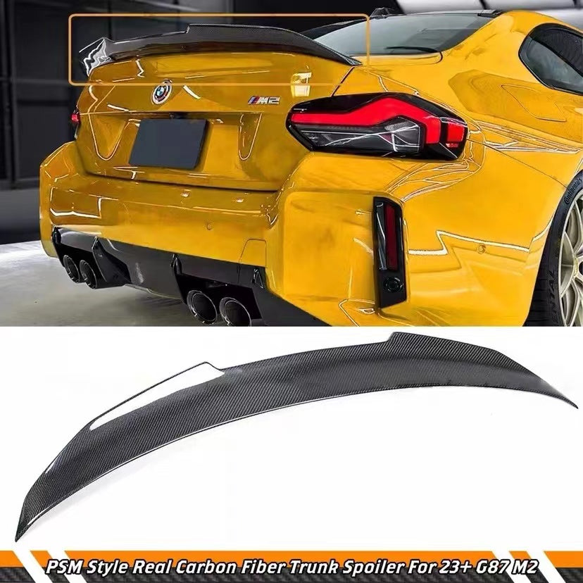 BRAND NEW 2022-2025 BMW G42 2 SERIES M240i G87 M2 PSM STYLE HIGH KICK REAL CARBON FIBER TRUNK LID SPOILER WING