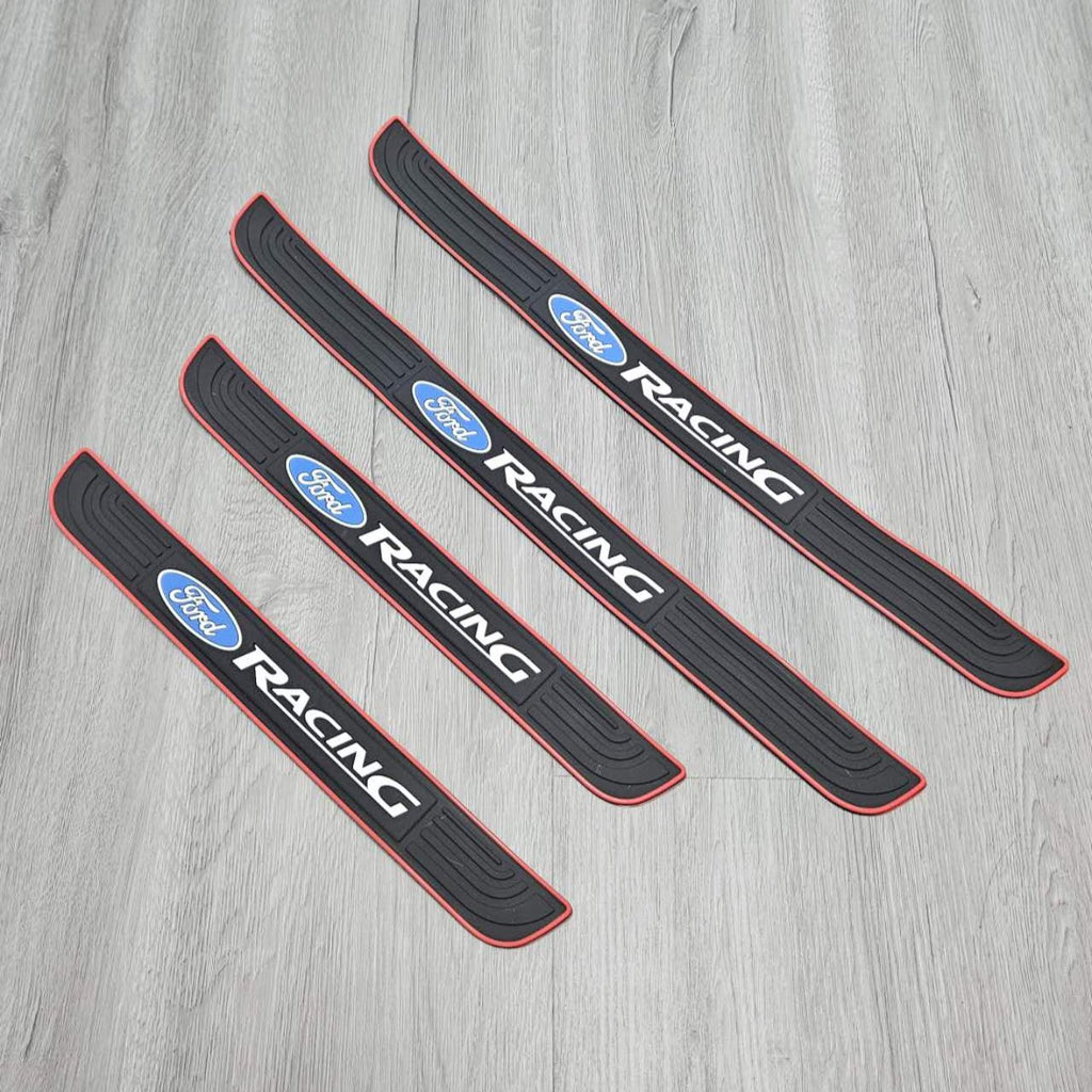 Brand New 4PCS Universal Ford Racing Red Rubber Car Door Scuff Sill Cover Panel Step Protector