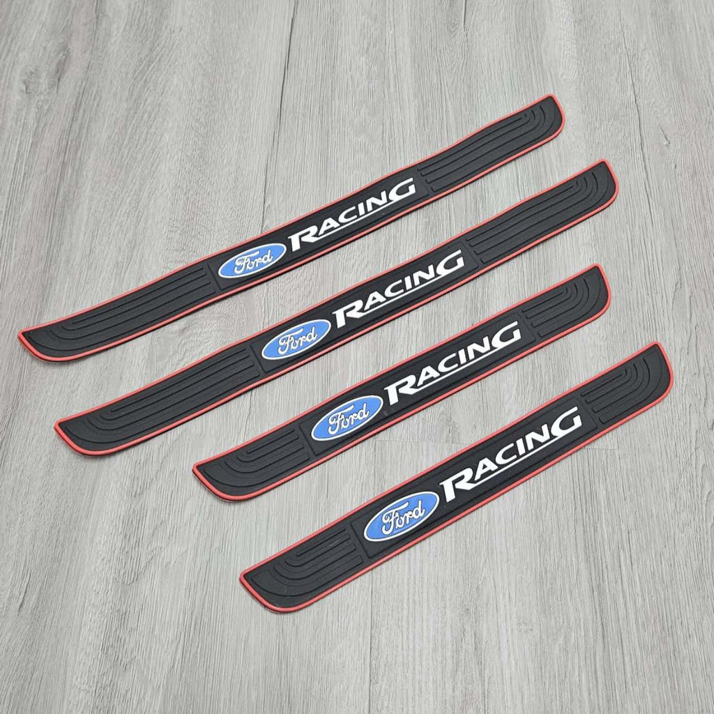 Brand New 4PCS Universal Ford Racing Red Rubber Car Door Scuff Sill Cover Panel Step Protector