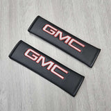 Brand New Universal 2PCS GMC Black Leather Auto Car Seat Belt Covers Shoulder Pads Cushion