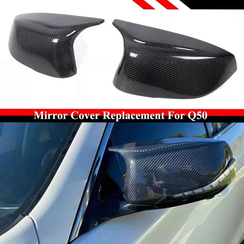 Brand New 2014-2024 INFINITI Q50 Q60 M STYLE CARBON FIBER DIRECT REPLACEMENT MIRROR CAP COVER