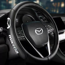 Load image into Gallery viewer, Brand New Universal Mazda Black PVC Leather Steering Wheel Cover 14.5&quot;-15.5&quot; Inches