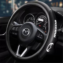 Load image into Gallery viewer, Brand New Universal Mazda Black PVC Leather Steering Wheel Cover 14.5&quot;-15.5&quot; Inches