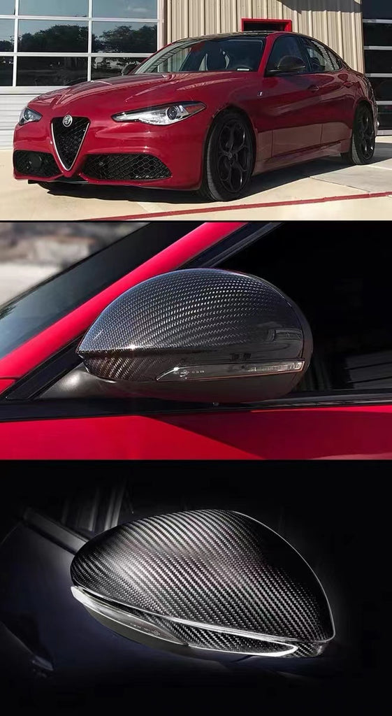 Brand New For 2017-2024 Alfa Romeo Giulia Real Carbon Fiber Mirror Covers Caps