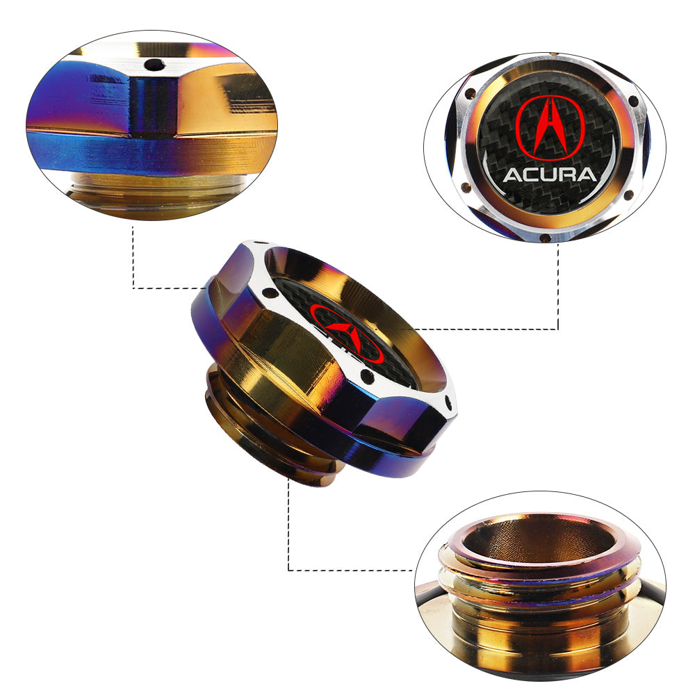 Brand New Jdm Acura Burnt Blue Engine Oil Cap With Real Carbon Fiber Acura Sticker Emblem For Acura