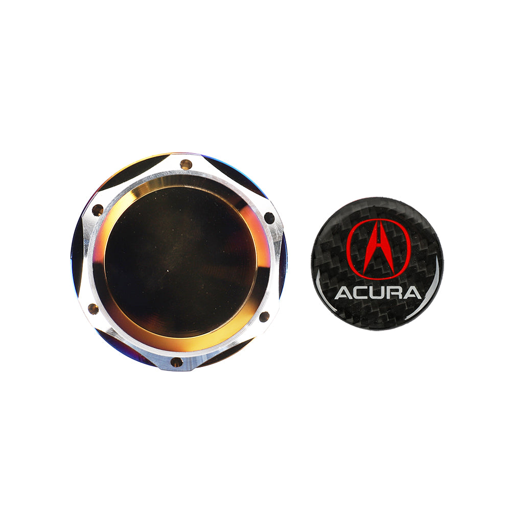 Brand New Jdm Acura Burnt Blue Engine Oil Cap With Real Carbon Fiber Acura Sticker Emblem For Acura