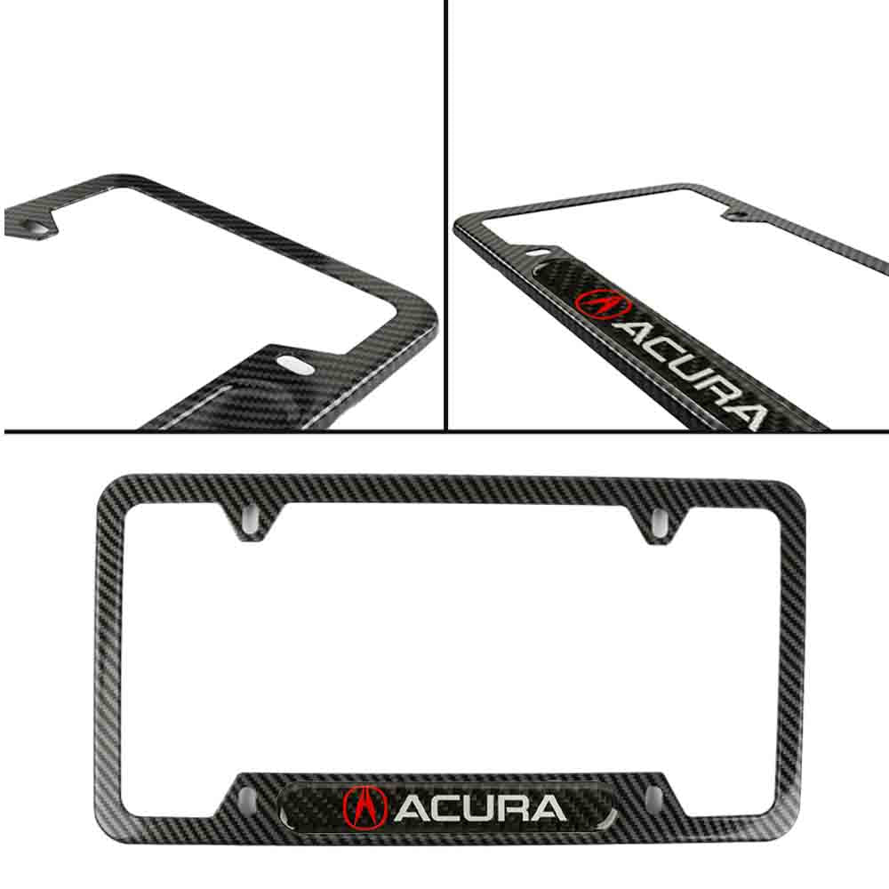 Brand New Universal 1PCS ACURA Carbon Fiber Look Metal License Plate Frame