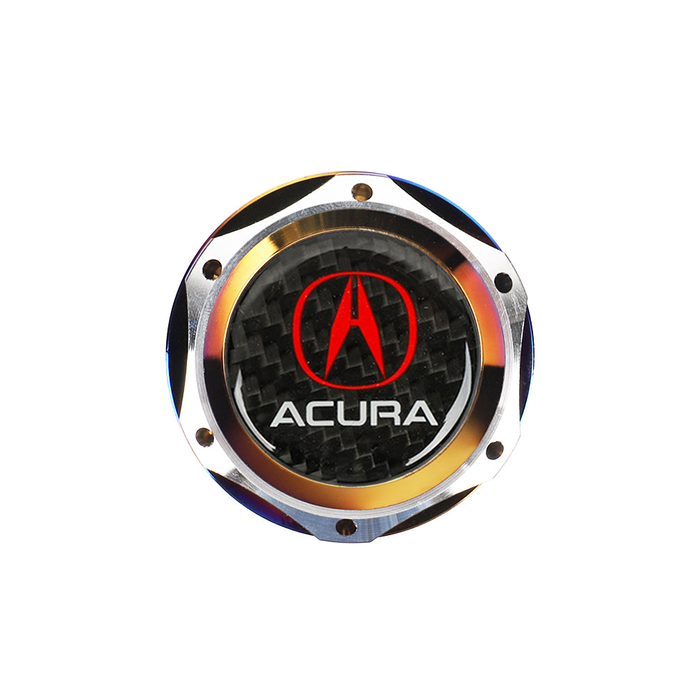 Brand New Jdm Acura Burnt Blue Engine Oil Cap With Real Carbon Fiber Acura Sticker Emblem For Acura