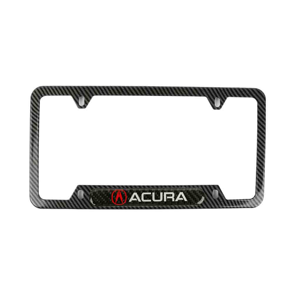 Brand New Universal 2PCS ACURA Carbon Fiber Look Metal License Plate Frame