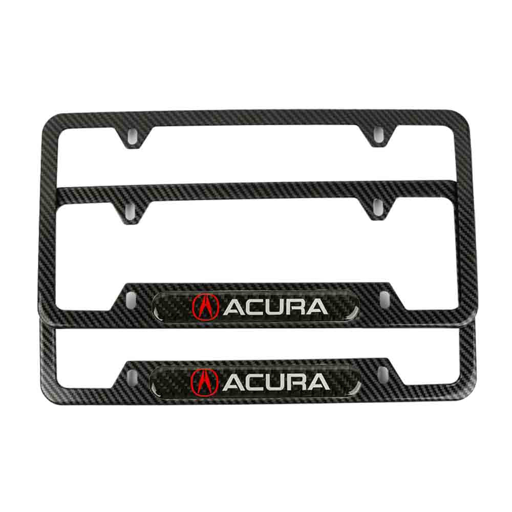 Brand New Universal 2PCS ACURA Carbon Fiber Look Metal License Plate Frame