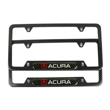 Load image into Gallery viewer, Brand New Universal 2PCS ACURA Carbon Fiber Look Metal License Plate Frame