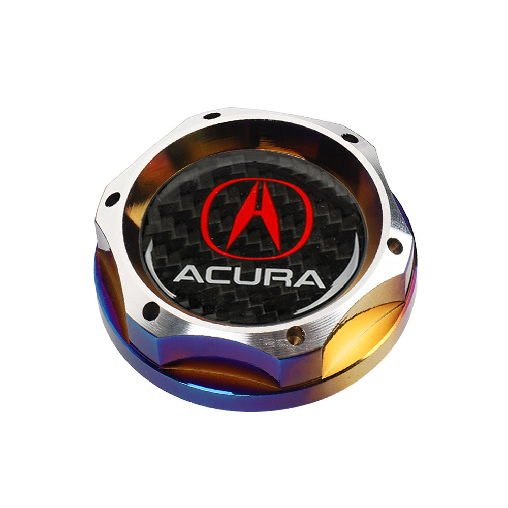 Brand New Jdm Acura Burnt Blue Engine Oil Cap With Real Carbon Fiber Acura Sticker Emblem For Acura