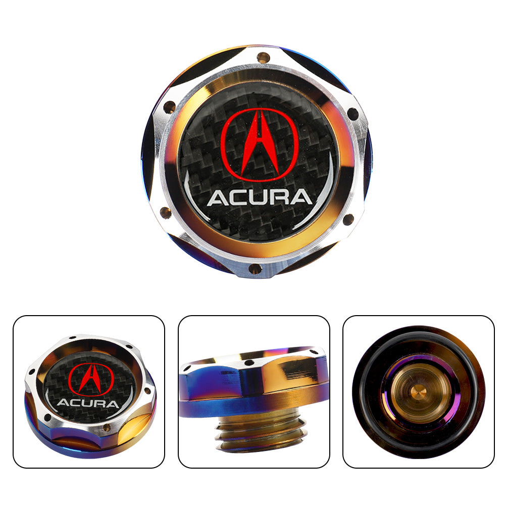 Brand New Jdm Acura Burnt Blue Engine Oil Cap With Real Carbon Fiber Acura Sticker Emblem For Acura