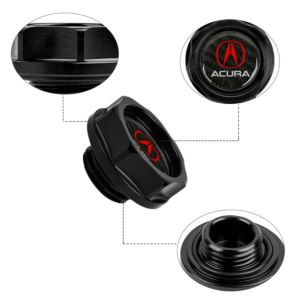 Brand New Acura Black Engine Oil Cap With Real Carbon Fiber Acura Sticker Emblem For Acura