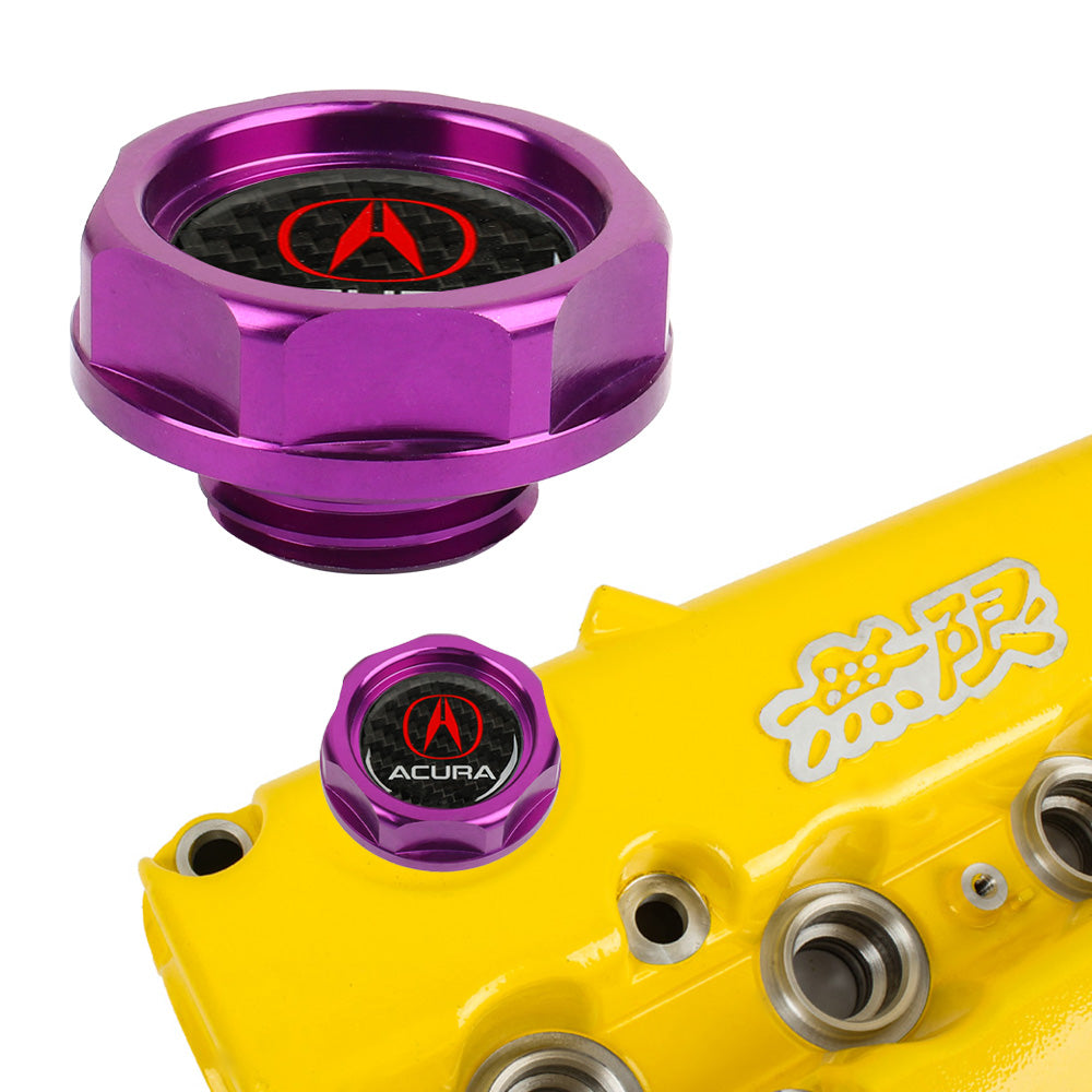 Brand New Acura Purple Engine Oil Cap With Real Carbon Fiber Acura Sticker Emblem For Acura