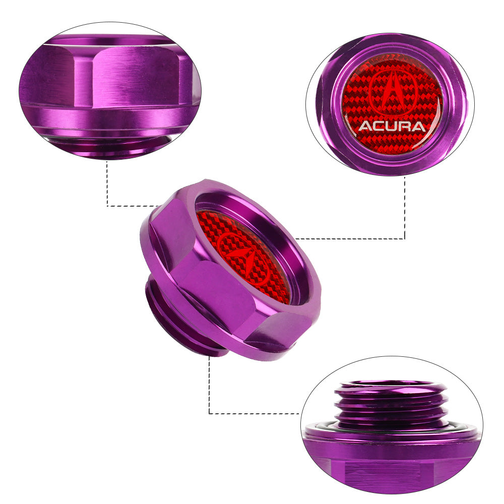 Brand New Acura Purple Engine Oil Cap With Real Carbon Fiber Acura Sticker Emblem For Acura