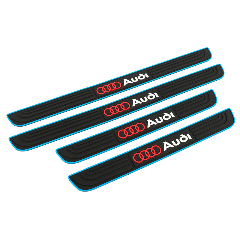 Brand New 4PCS Universal Audi Blue Rubber Car Door Scuff Sill Cover Panel Step Protector