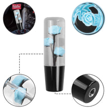 Load image into Gallery viewer, Brand New 1PCS Universal 15CM JDM Clear Teal Rose Flowers Manual Car Black Base Racing Stick Shift Knob M8 M10 M12