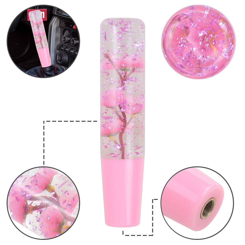 Brand New Universal 200mm Sakura Pink Glitter Rose Flowers Manual Car Gear Stick Shift Knob M8 M10 M12