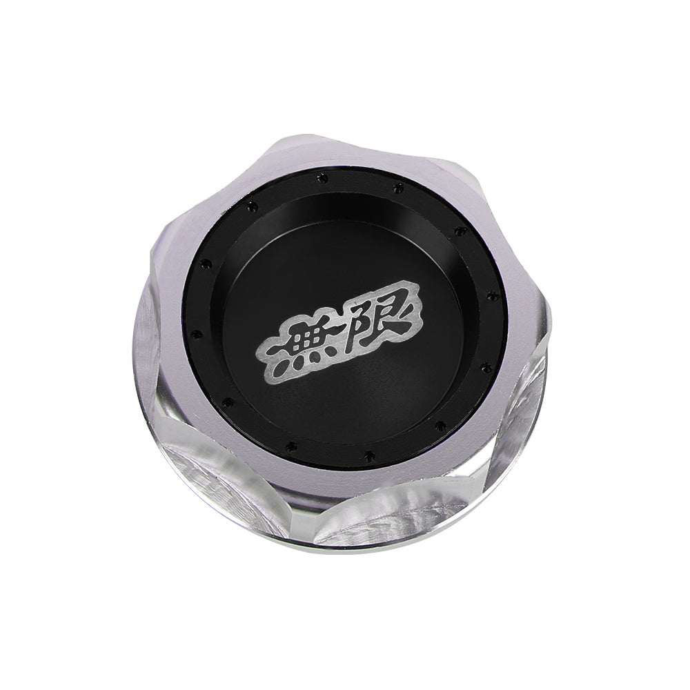 Brand New JDM Mugen Emblem Brushed Black Engine Oil Filler Cap Badge For Honda / Acura