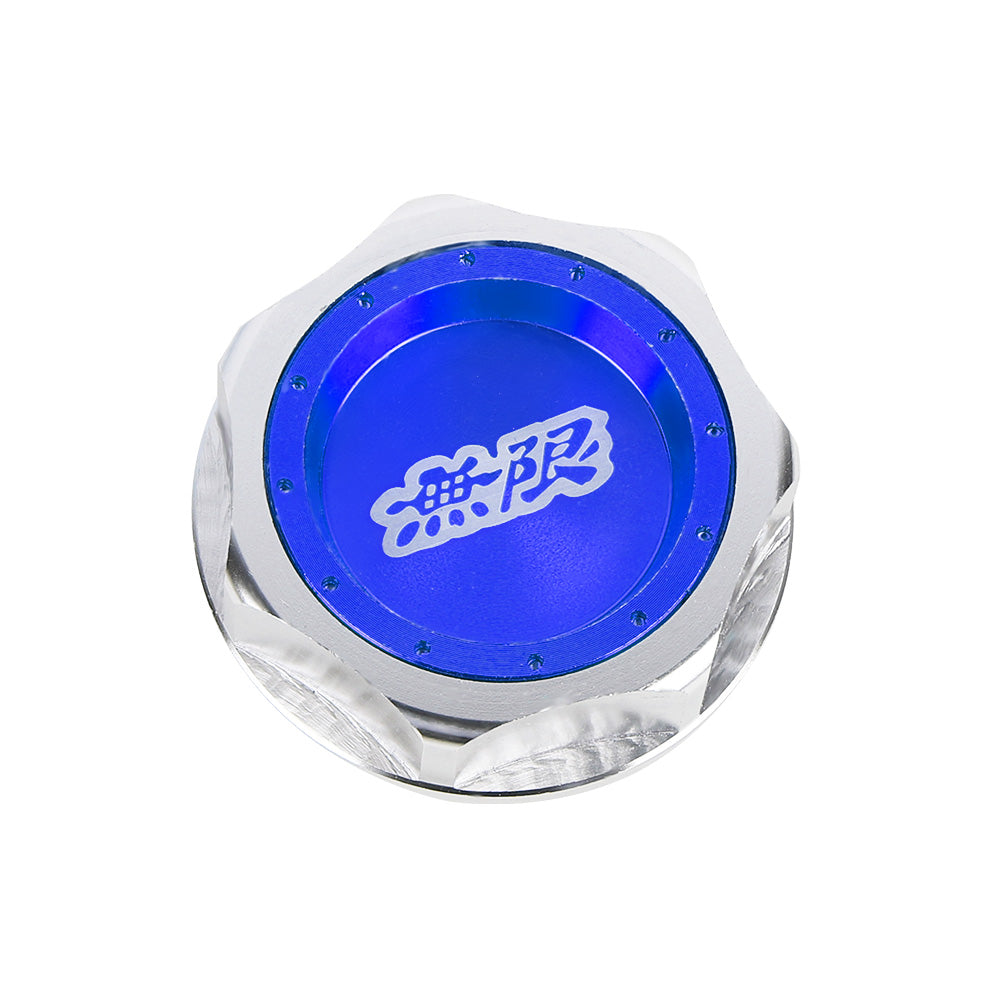 Brand New JDM Mugen Emblem Brushed Blue Engine Oil Filler Cap Badge For Honda / Acura