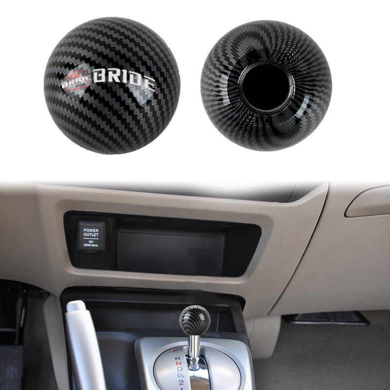 BRAND NEW UNIVERSAL BRIDE JDM Aluminum Carbon Fiber Style Round Ball Manual Gear Stick Shift Knob Universal M8 M10 M12