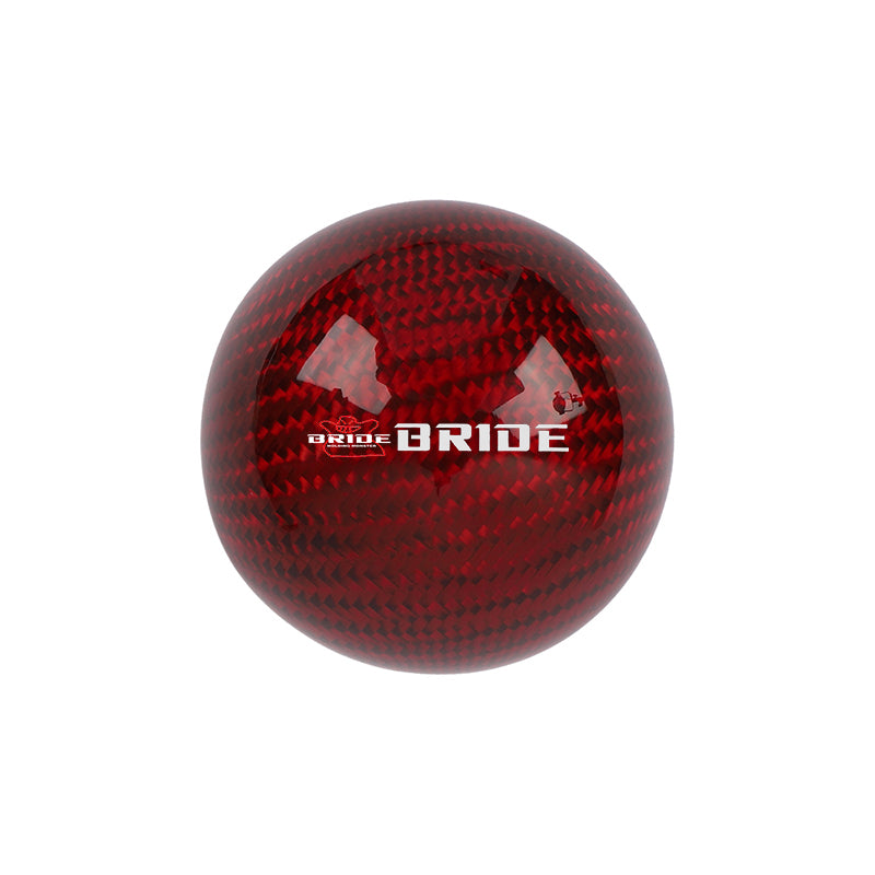 Brand New Universal Bride Car Gear Shift Knob Round Ball Shape Red Real Carbon Fiber M8 M10 M12