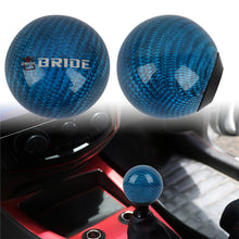 Load image into Gallery viewer, Brand New Universal Bride Car Gear Shift Knob Round Ball Shape Blue Real Carbon Fiber M8 M10 M12