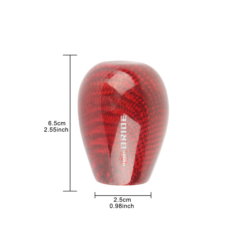 Brand New Universal Bride Red Real Carbon Fiber Manual Gear Stick Shift Knob Shifter M8 M10 M12