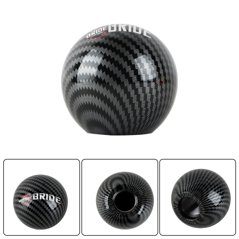 BRAND NEW UNIVERSAL BRIDE JDM Aluminum Carbon Fiber Style Round Ball Manual Gear Stick Shift Knob Universal M8 M10 M12