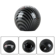 Load image into Gallery viewer, BRAND NEW UNIVERSAL BRIDE JDM Aluminum Carbon Fiber Style Round Ball Manual Gear Stick Shift Knob Universal M8 M10 M12