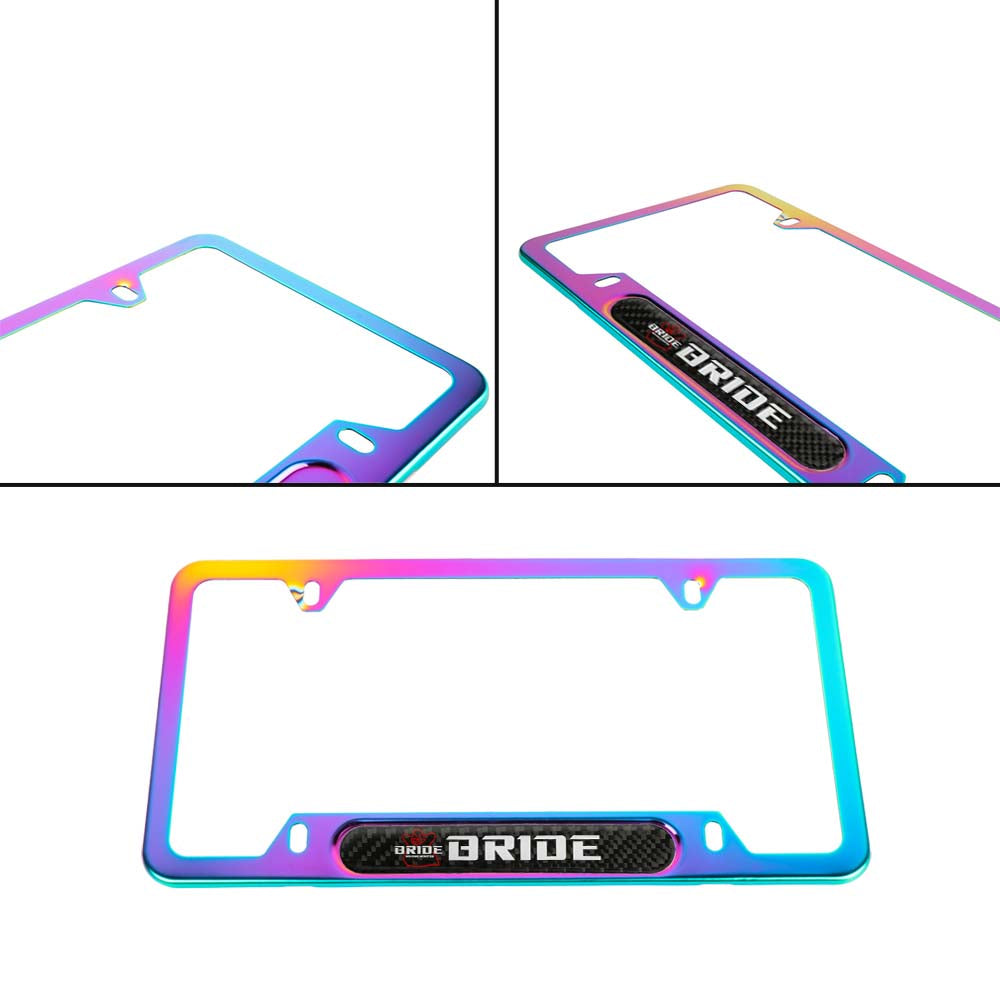 Brand New Universal 1PCS BRIDE Neo Chrome Metal License Plate Frame