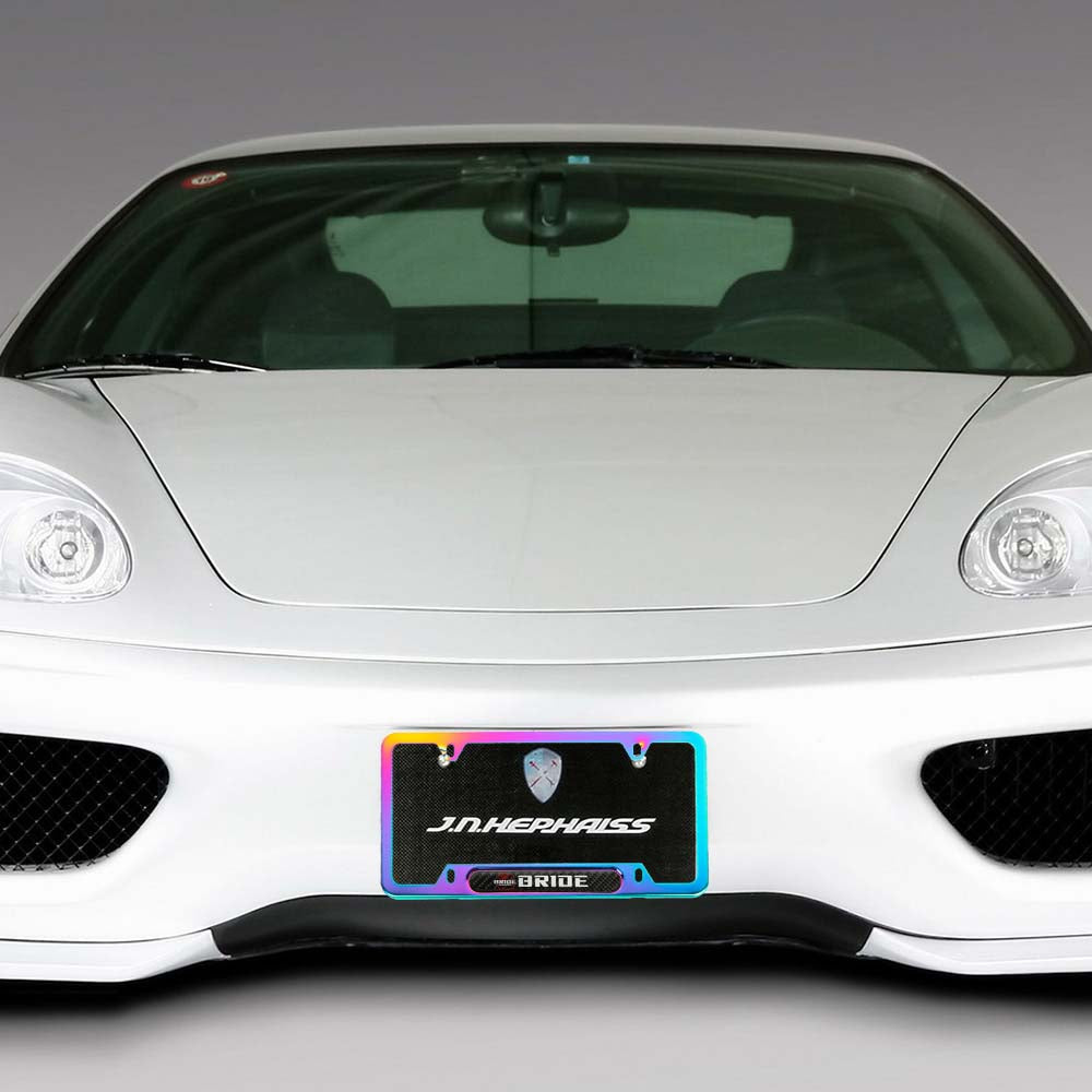 Brand New Universal 1PCS BRIDE Neo Chrome Metal License Plate Frame