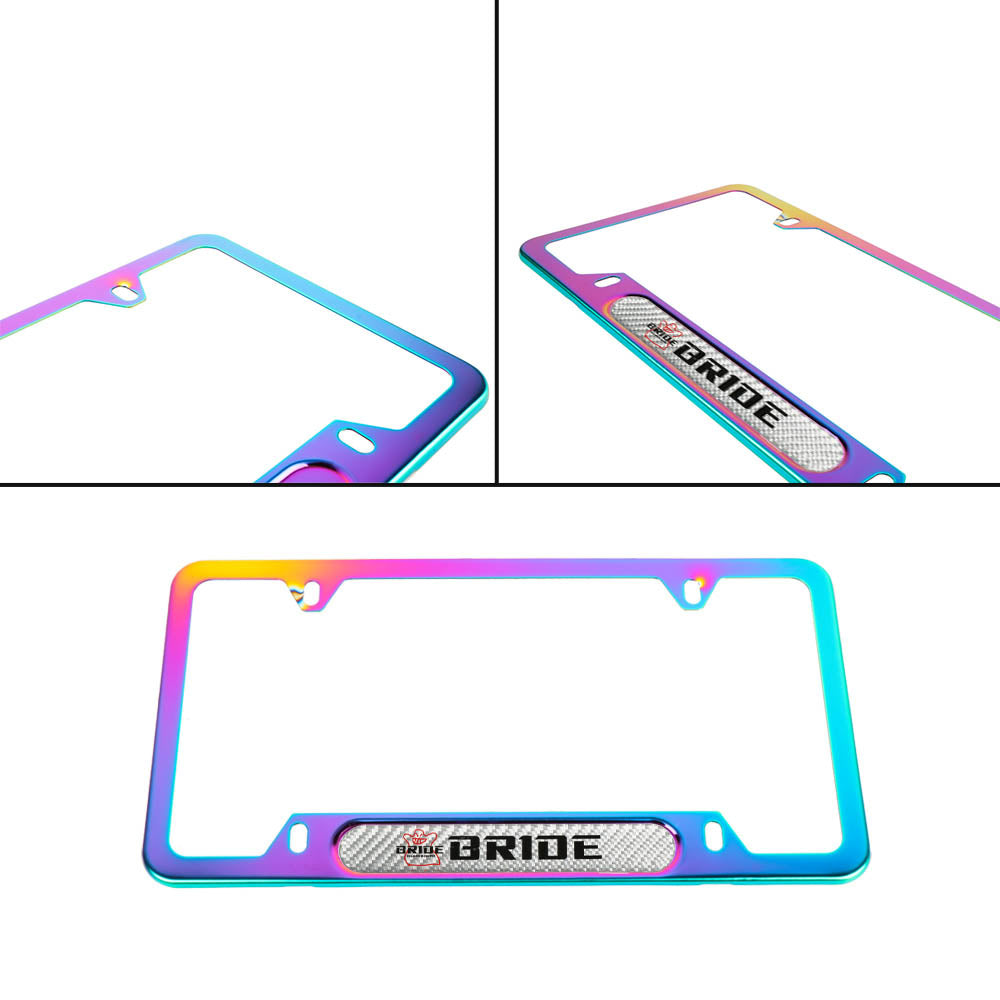 Brand New Universal 1PCS Bride Neo Chrome Metal License Plate Frame