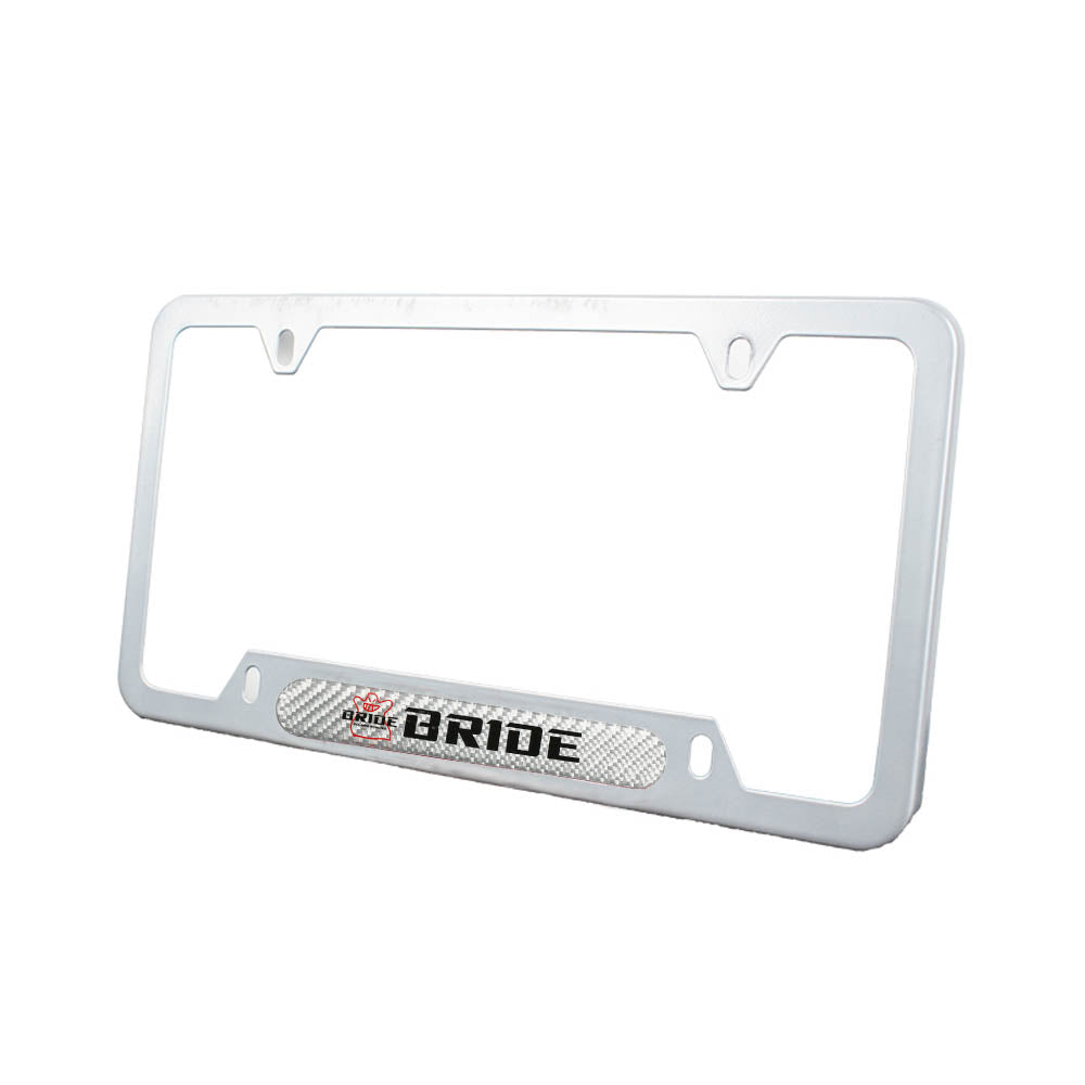 Brand New Universal 2PCS BRIDE Silver Metal License Plate Frame