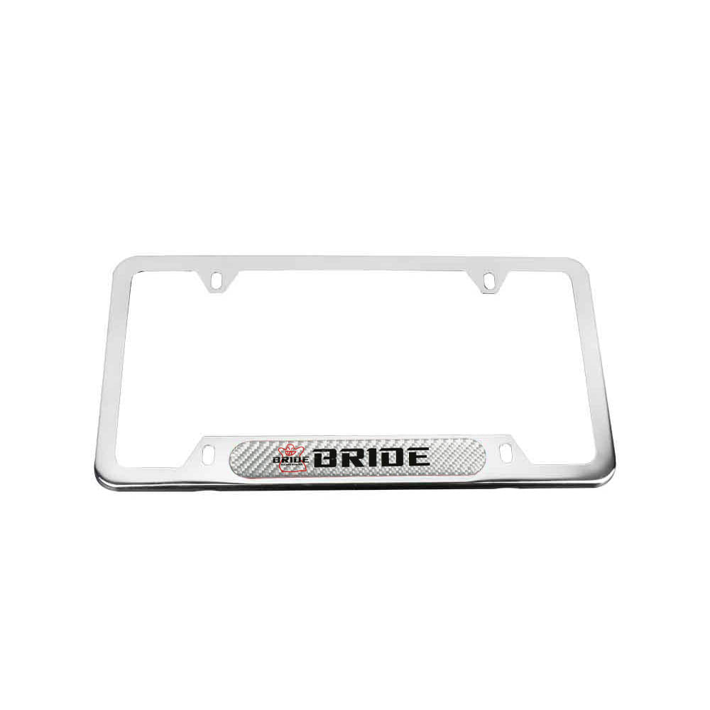 Brand New Universal 2PCS BRIDE Chrome Metal License Plate Frame