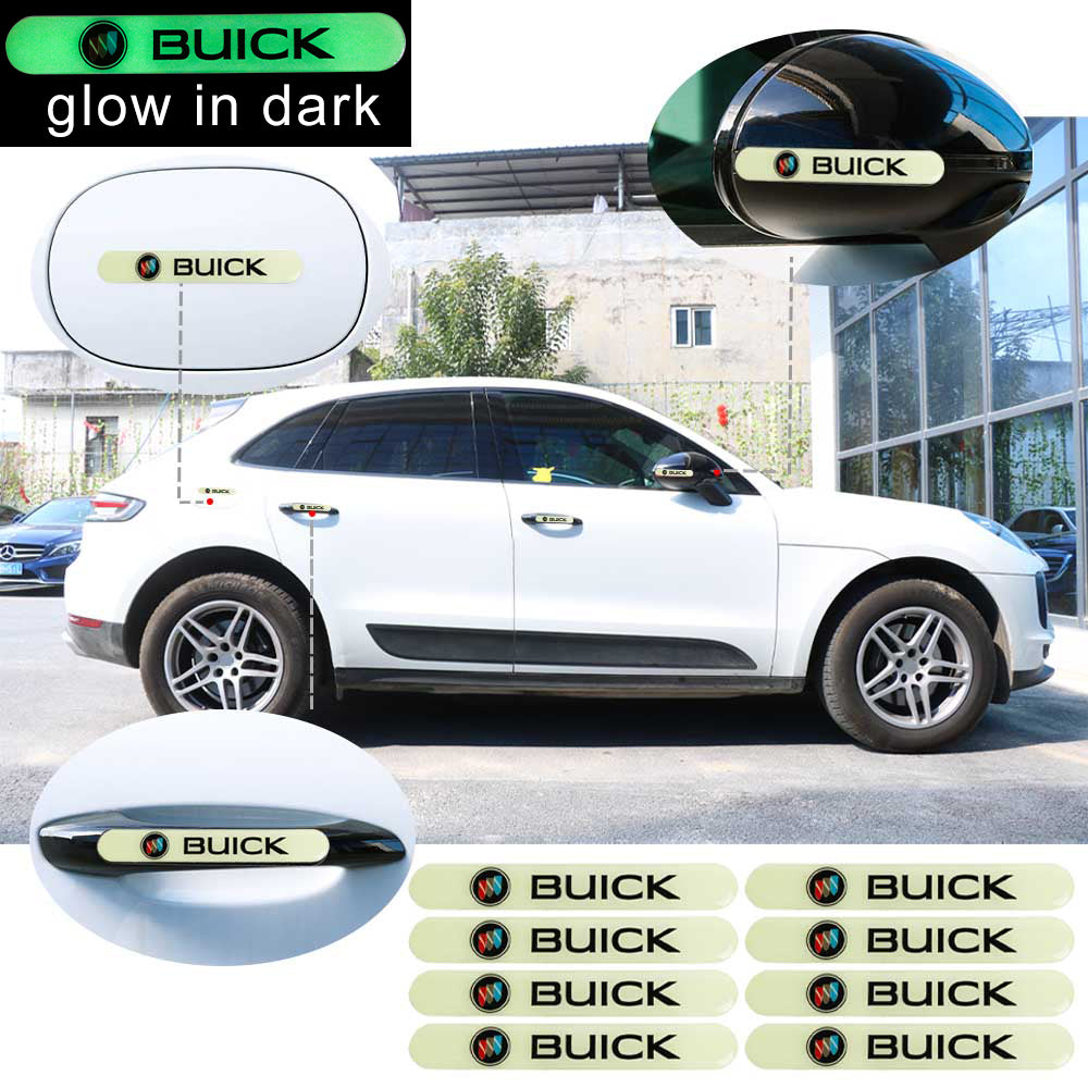 Brand New 8PCS BUICK Glows in Dark Green Car Trunk Side Fenders Door Badge Scratch Guard Sticker