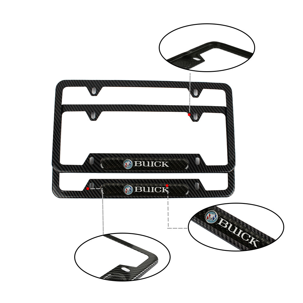 Brand New Universal 1PCS BUICK Carbon Fiber Look Metal License Plate Frame