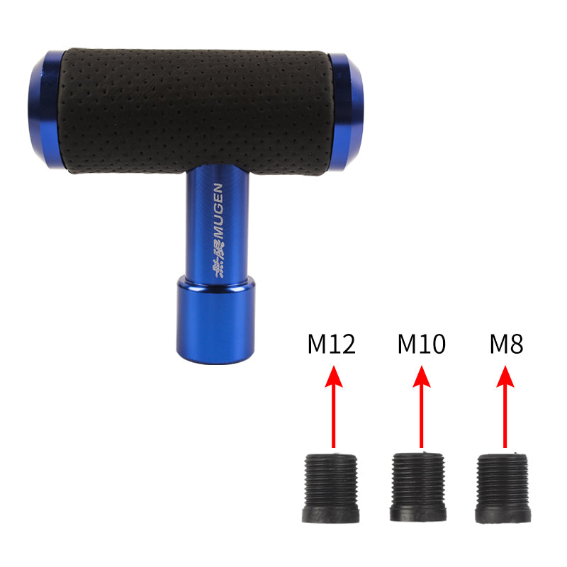 Brand New Universal MUGEN BLUE Aircraft Joystick Aluminum Leather Car Gear Shift Knob Shifter Lever Head M8 M10 M12