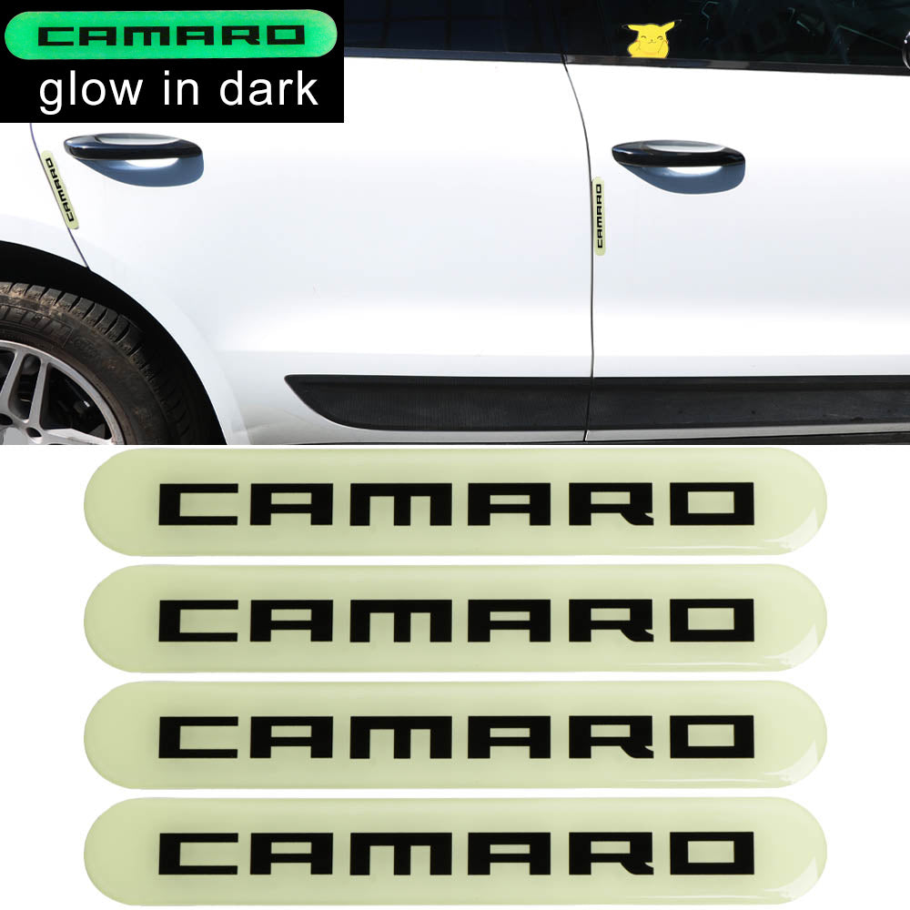 Brand New 4PCS CAMARO Glows in Dark Green Car Trunk Side Fenders Door Badge Scratch Guard Sticker