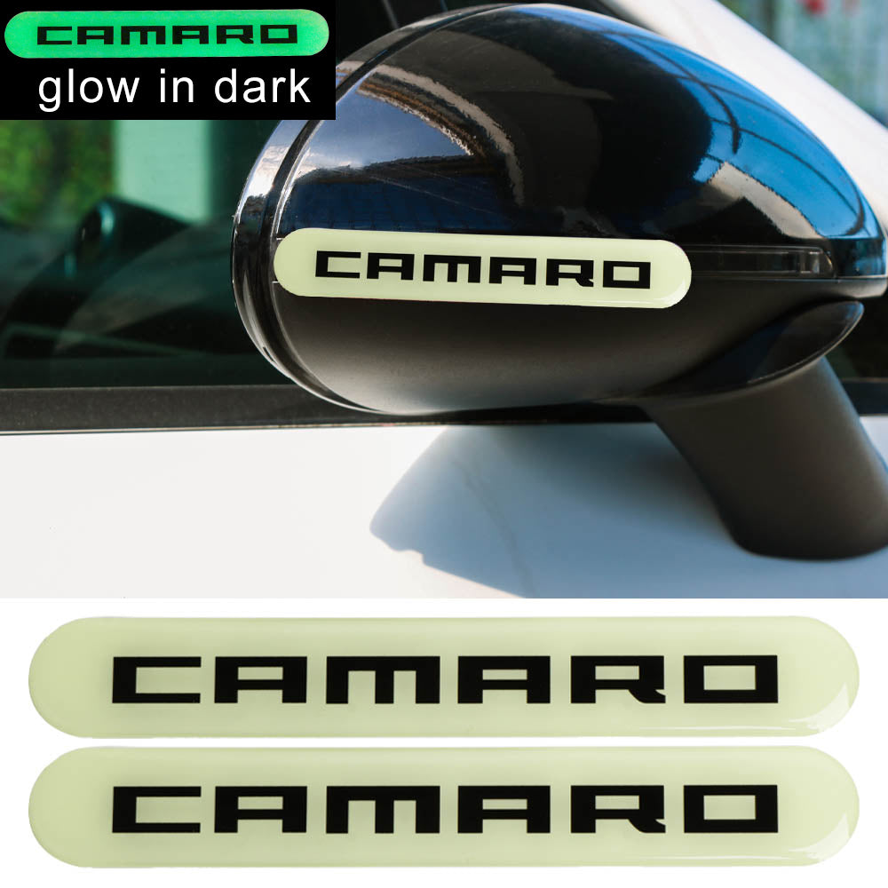 Brand New 2PCS CAMARO Glows in Dark Green Car Trunk Side Fenders Door Badge Scratch Guard Sticker