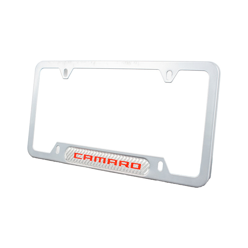 Brand New Universal 2PCS Camaro Silver Metal License Plate Frame