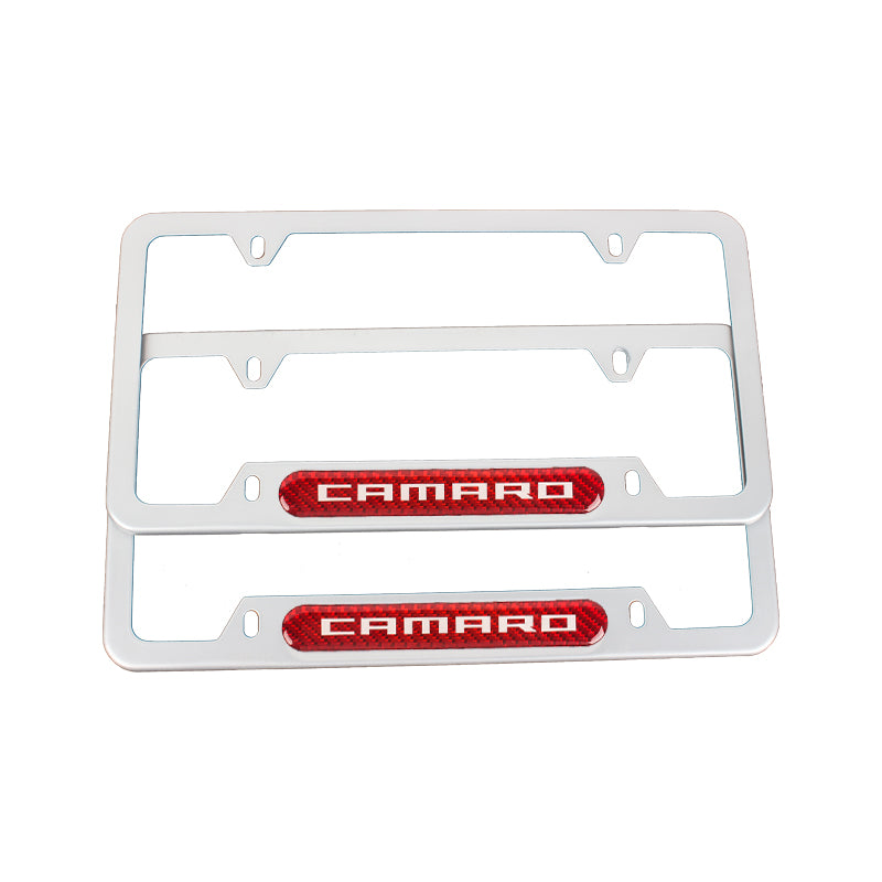 Brand New Universal 2PCS CAMARO Silver Metal License Plate Frame