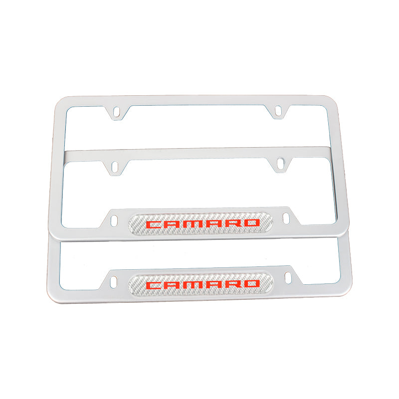 Brand New Universal 2PCS Camaro Silver Metal License Plate Frame