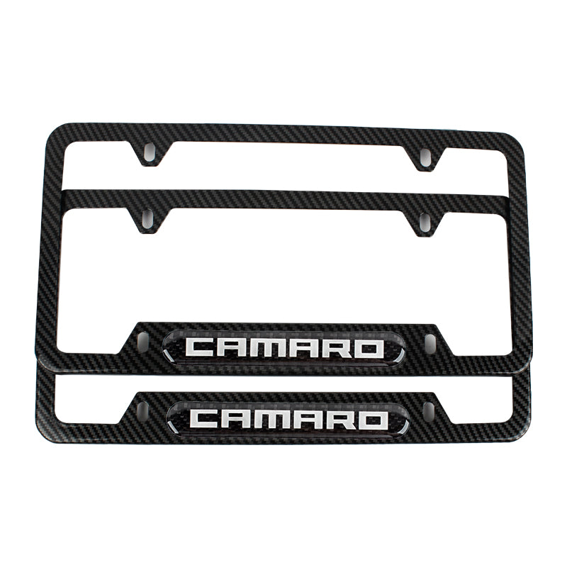 Brand New Universal 1PCS Camaro Carbon Fiber Look Metal License Plate Frame